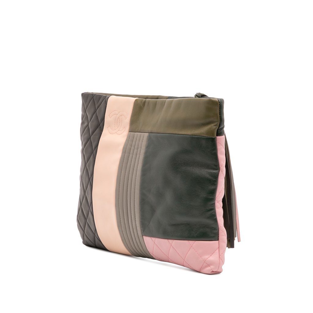 Chanel Large Lambskin Colorblock Patchwork O Case - 2
