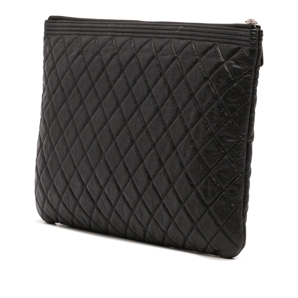 Chanel Large Quilted Caviar Boy O Case Clutch - Back view