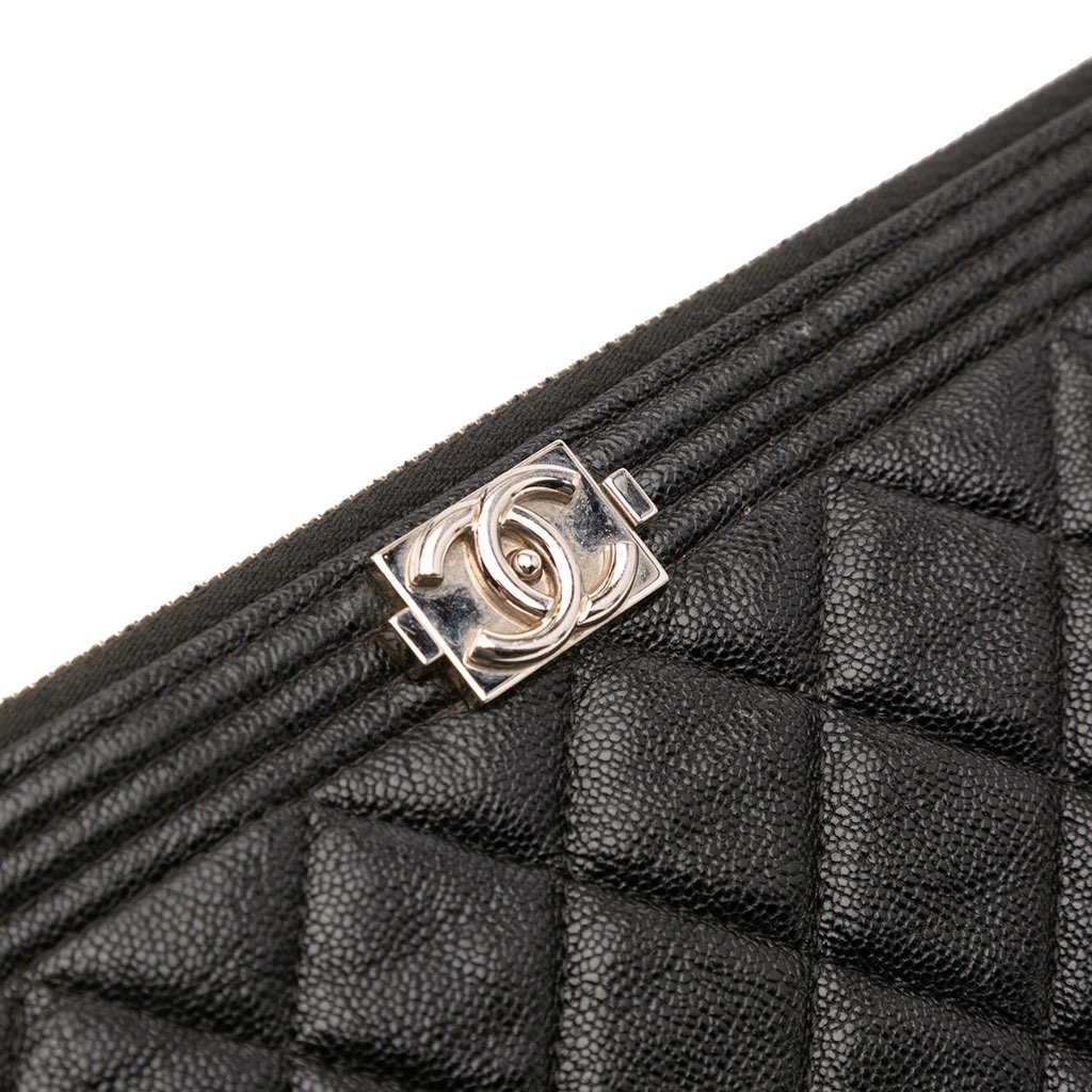 Chanel Large Quilted Caviar Boy O Case Clutch - Image 12