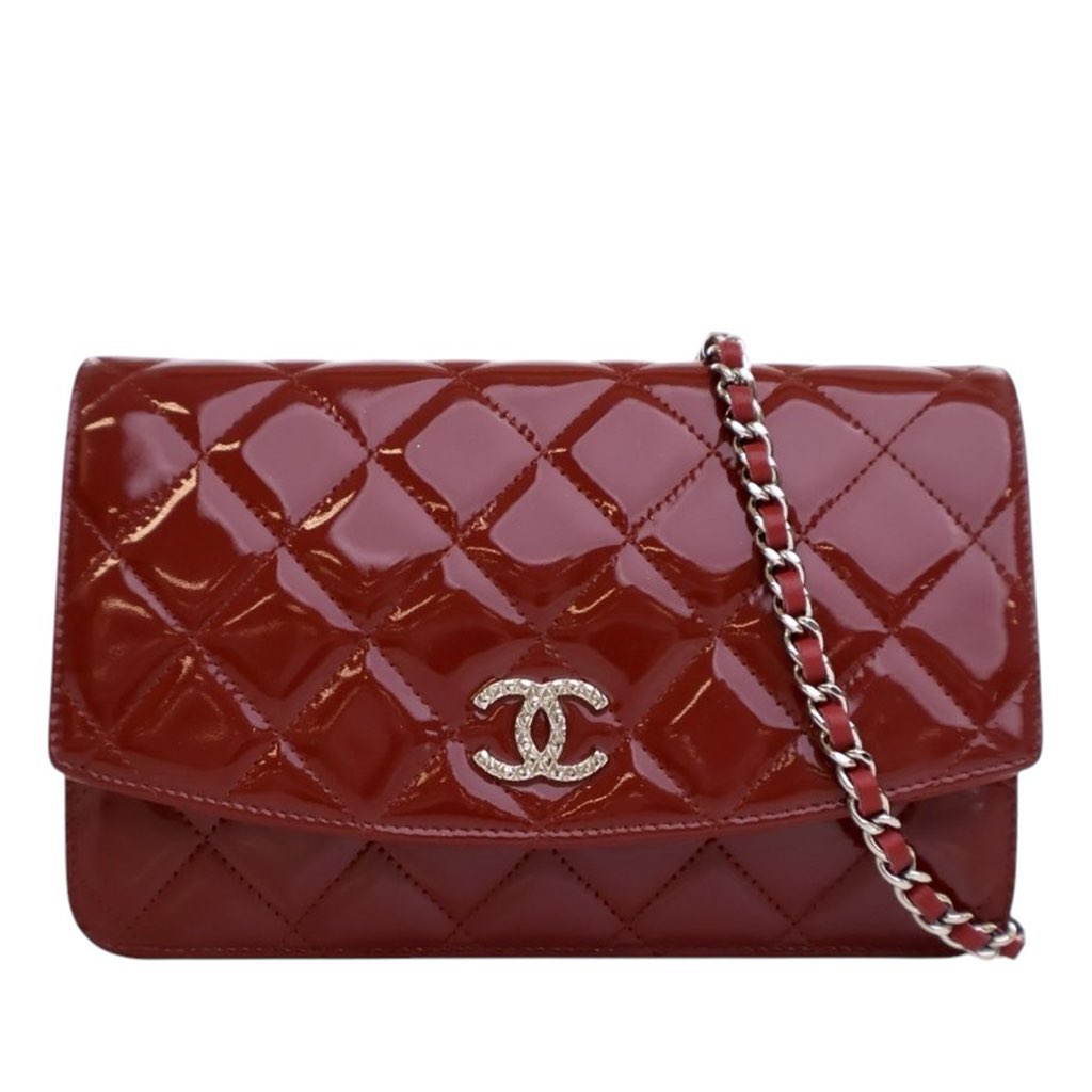 Chanel Quilted Patent Brilliant Wallet On Chain