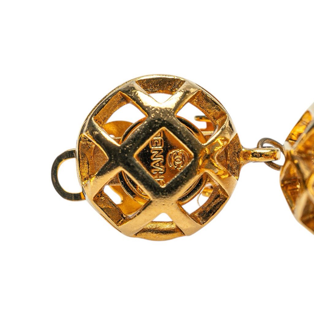 Chanel Gold Plated CC Bird Cage Drop Clip On Earrings - Image 6