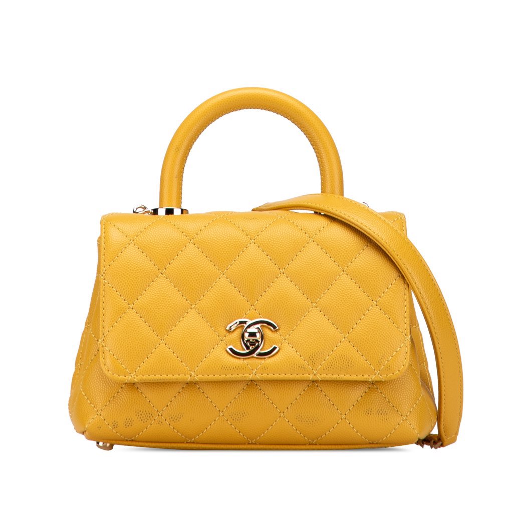 Chanel Extra Mini Quilted Caviar Coco Top Handle Bag