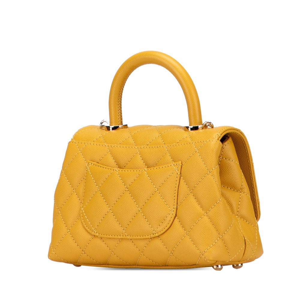 Chanel Extra Mini Quilted Caviar Coco Top Handle Bag - Back view