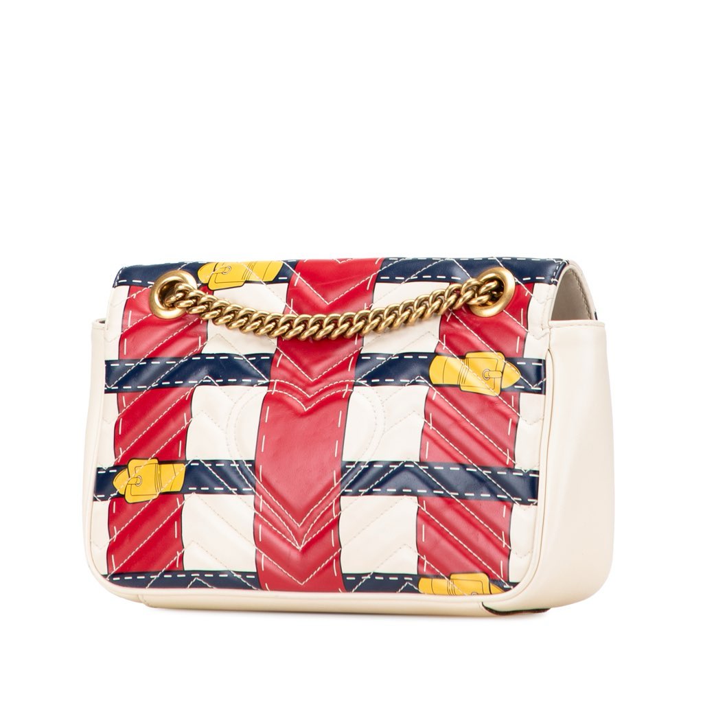 Gucci Medium GG Marmont Matelasse Leather Trompe L oeil Shoulder Bag - Back view