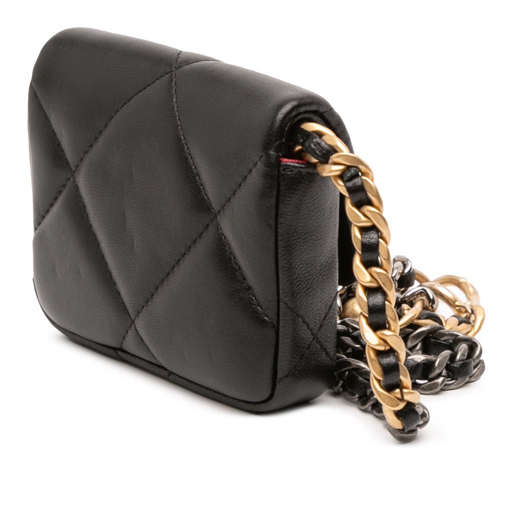 Chanel Lambskin 19 Flap Coin Purse With Chain - 2