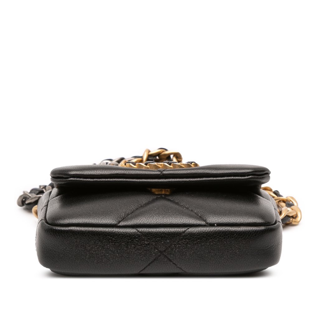 Chanel Lambskin 19 Flap Coin Purse With Chain - 3