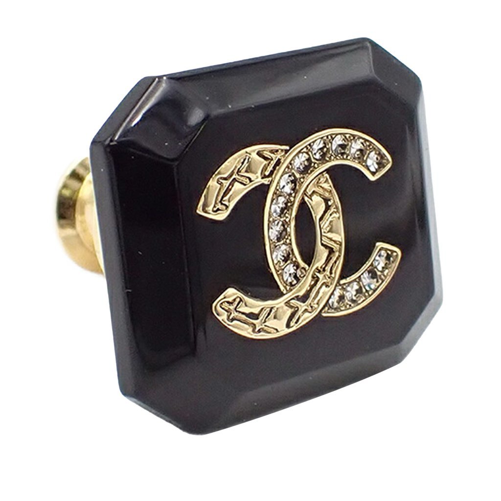Chanel Resin Gold Plated CC Rhinestone Brooch - 2