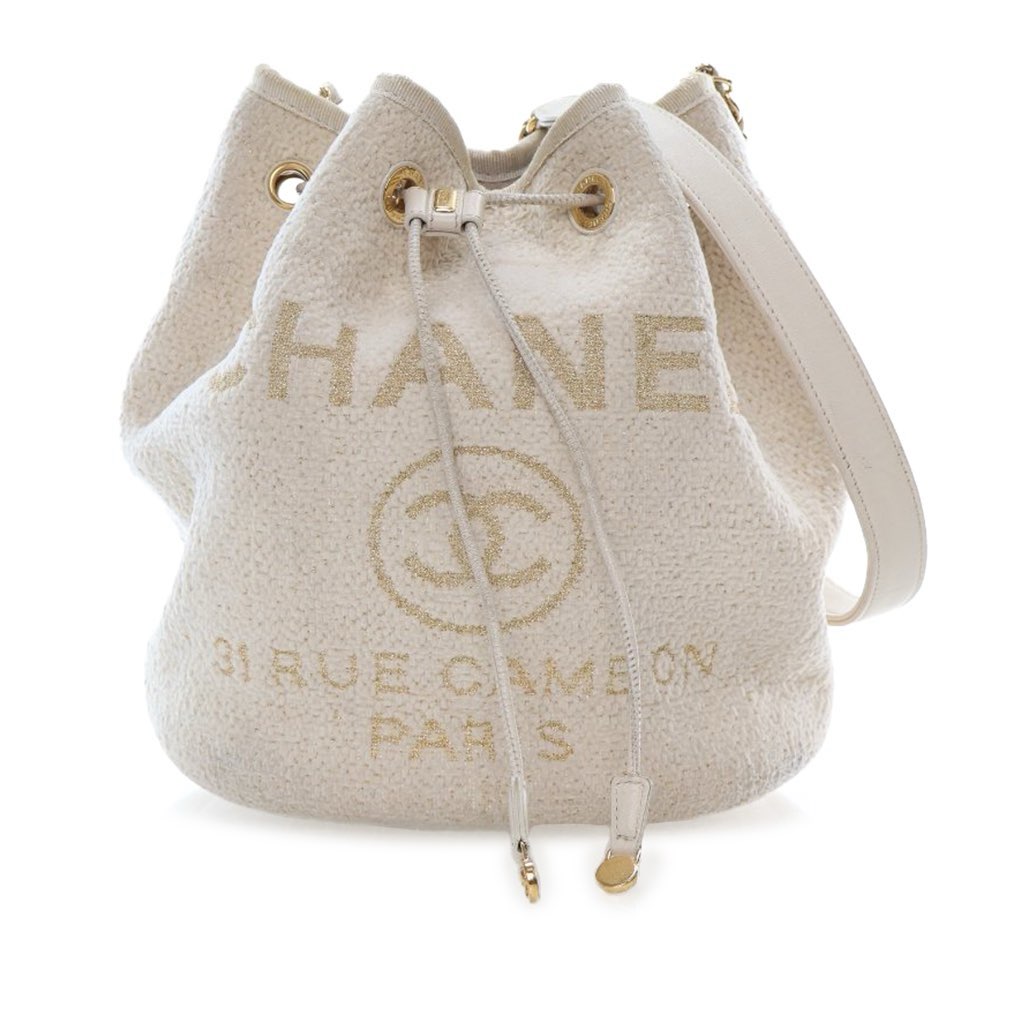 Chanel Small Tweed Deauville Drawstring Bucket Bag