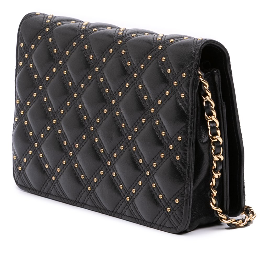 Chanel Lambskin Studded Diamond Stitch Wallet On Chain - 2