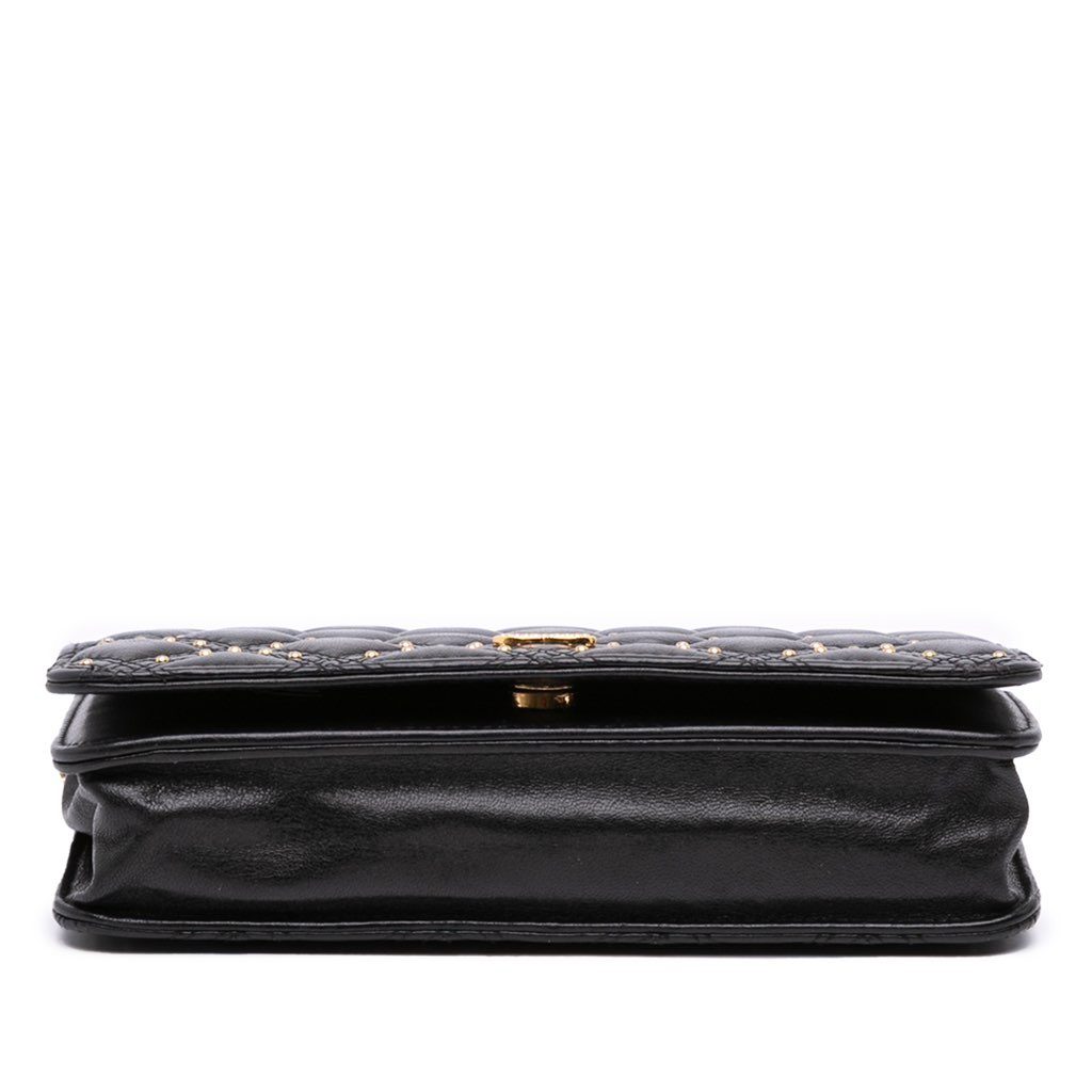 Chanel Lambskin Studded Diamond Stitch Wallet On Chain - 3