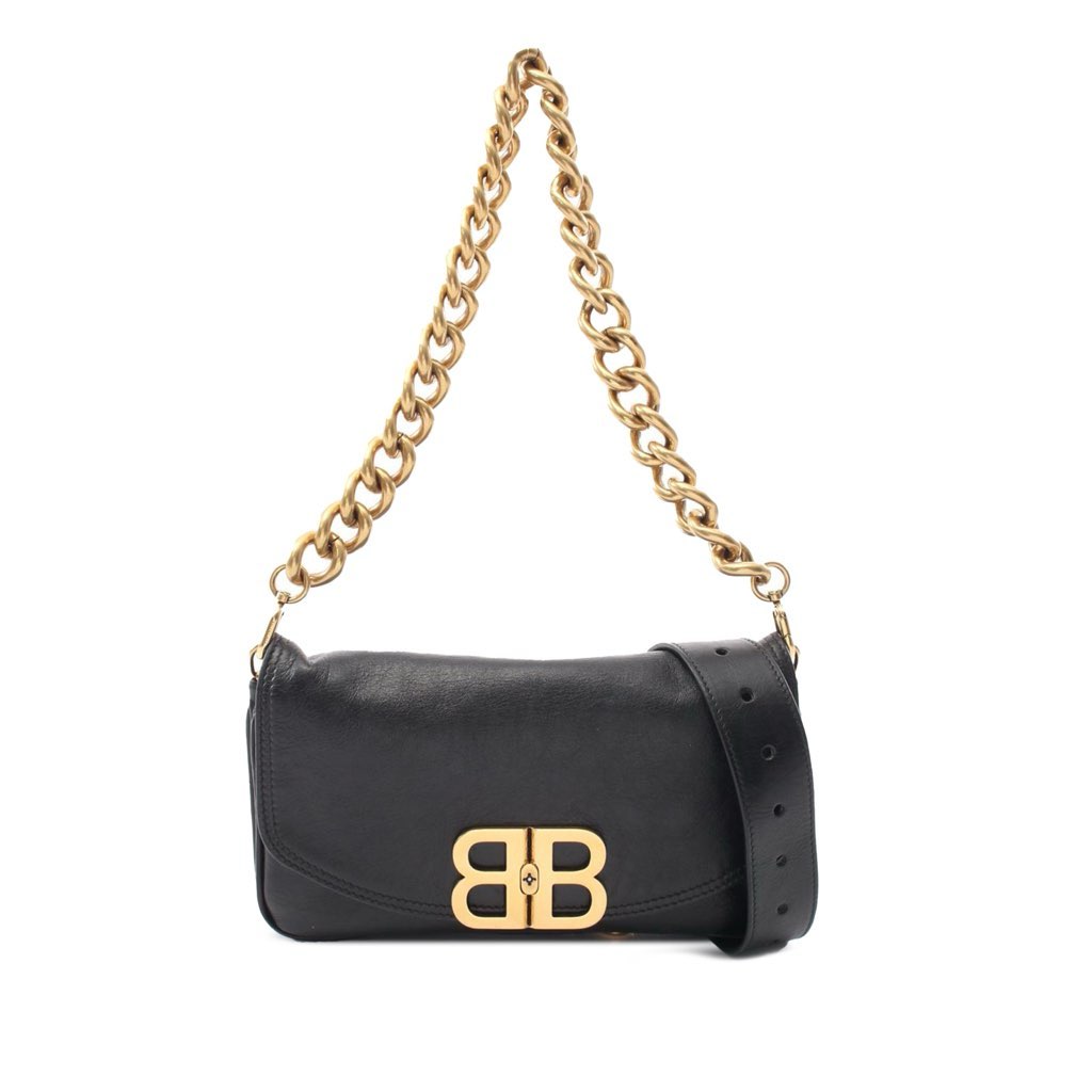 Balenciaga Small Leather BB Soft Flap Satchel