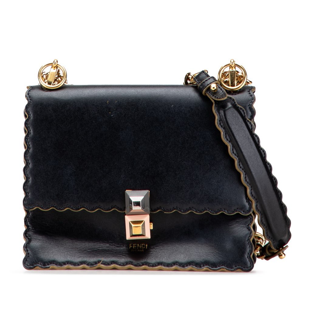 Fendi Small Scalloped Leather Kan I Crossbody