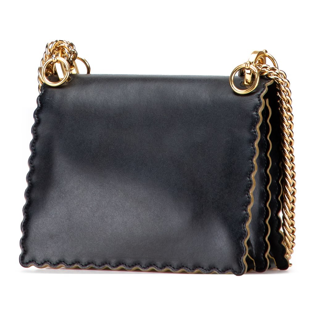 Fendi Small Scalloped Leather Kan I Crossbody - Back view