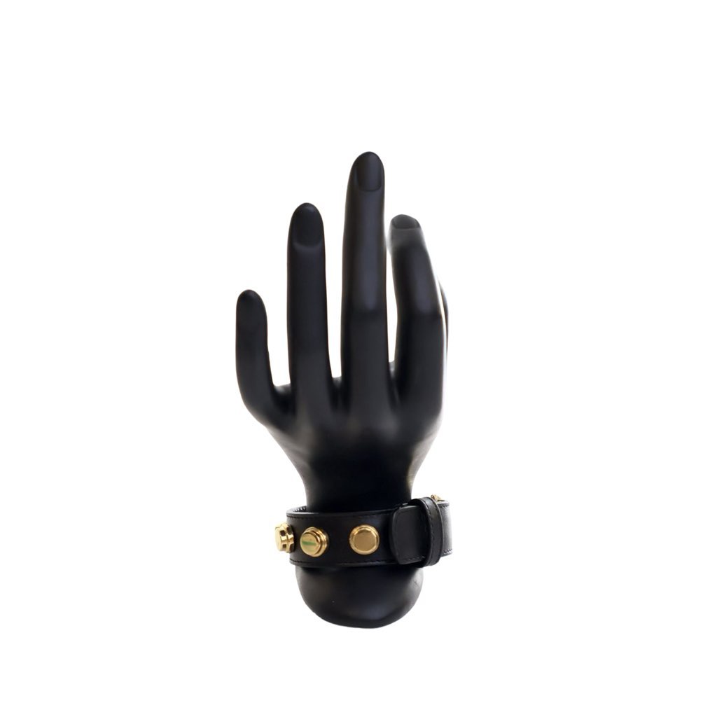 Saint Laurent Calfskin Studded De Force Bracelet - Image 6