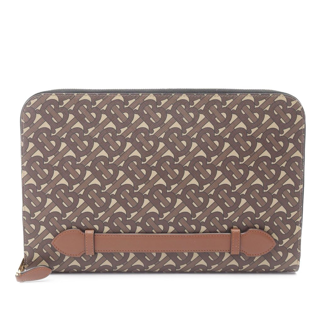 Burberry TB Monogram Coated Canvas Clutch