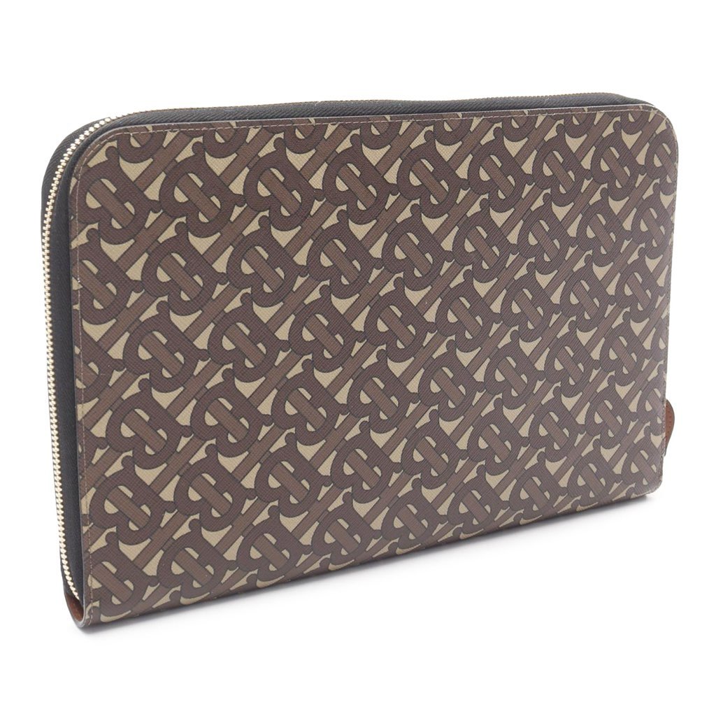 Burberry TB Monogram Coated Canvas Clutch - Back view