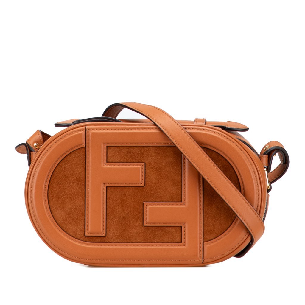 Fendi Mini Goatskin Trimmed Suede O Lock Camera Case