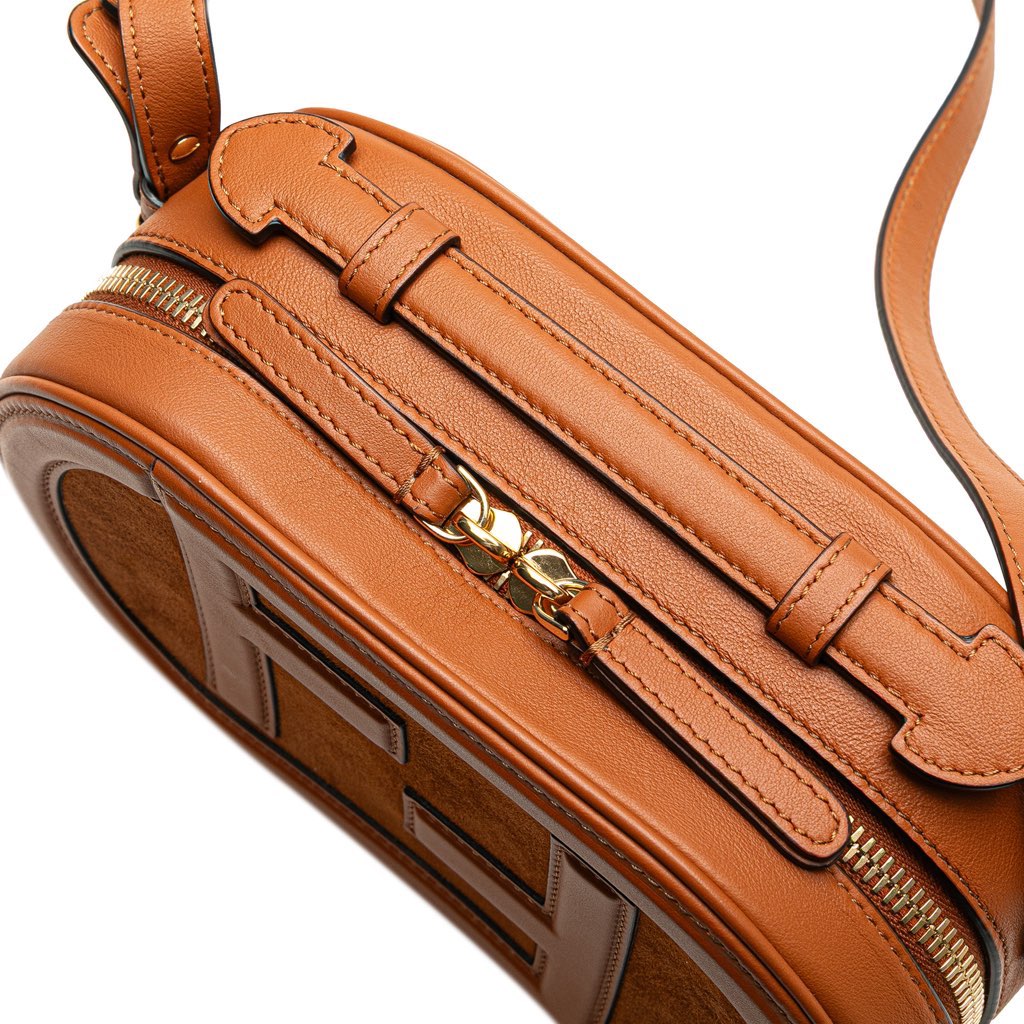 Fendi Mini Goatskin Trimmed Suede O Lock Camera Case - Image 11