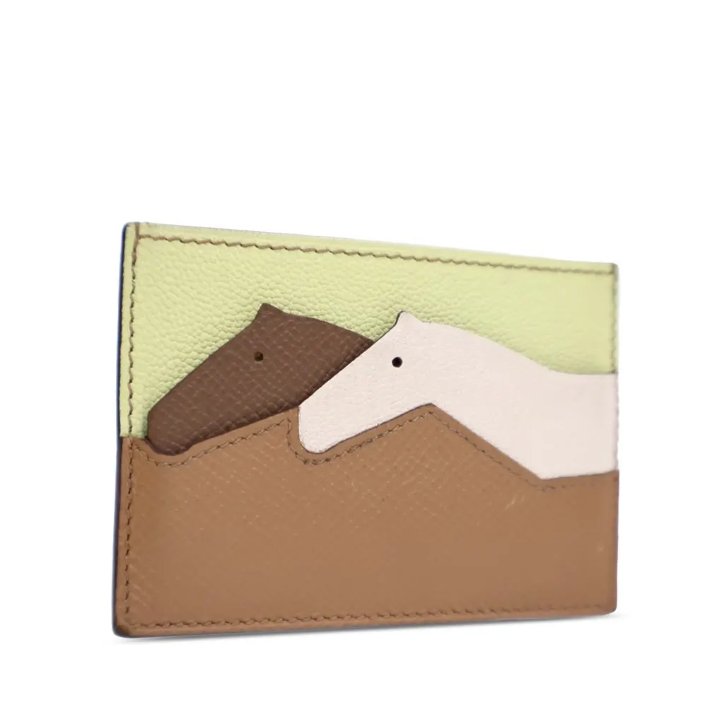 Hermès Chevre Mysore and Epsom Les Petits Chevaux Card Holder Brown Leather Good - Back View