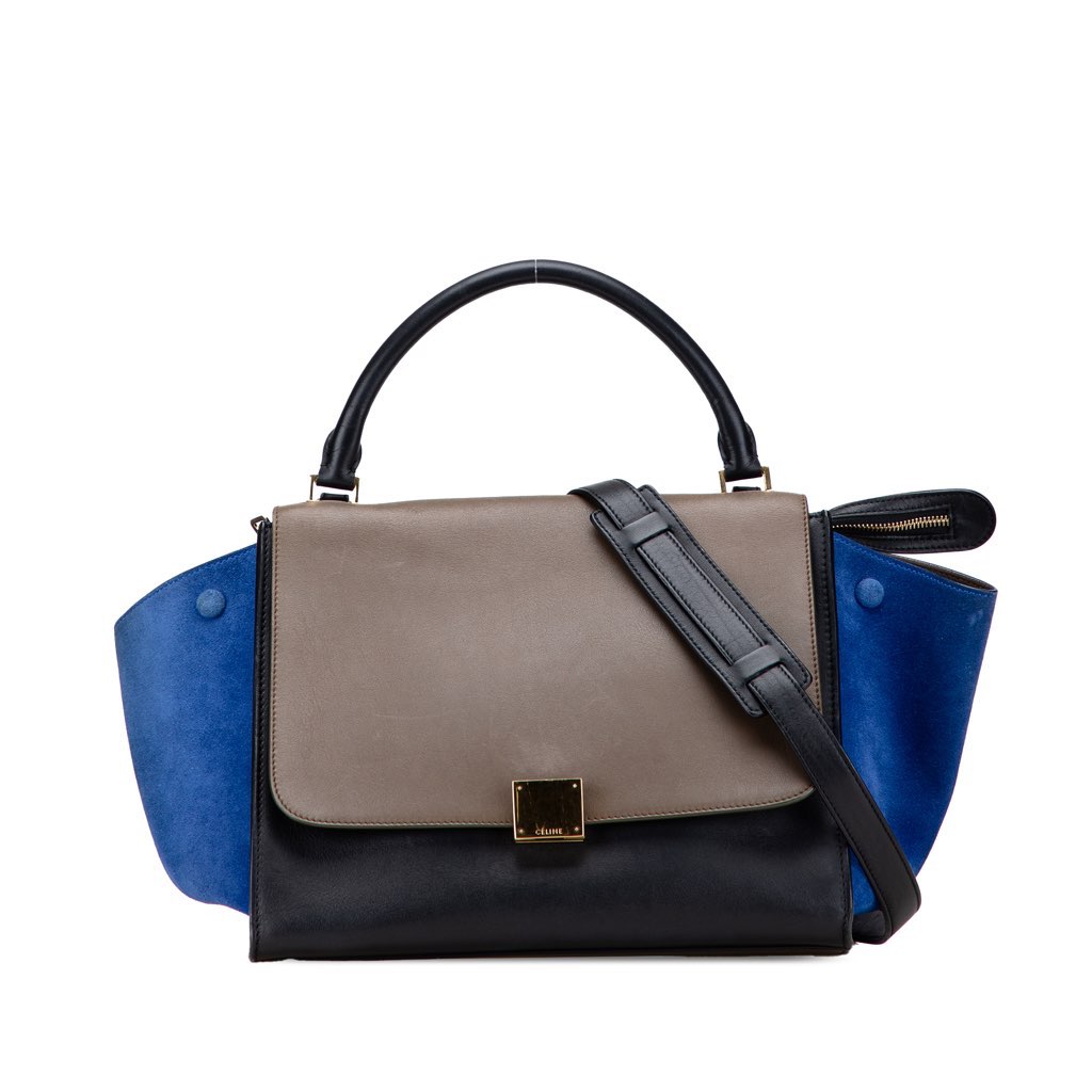 Celine Medium Tricolor Leather Trapeze Satchel