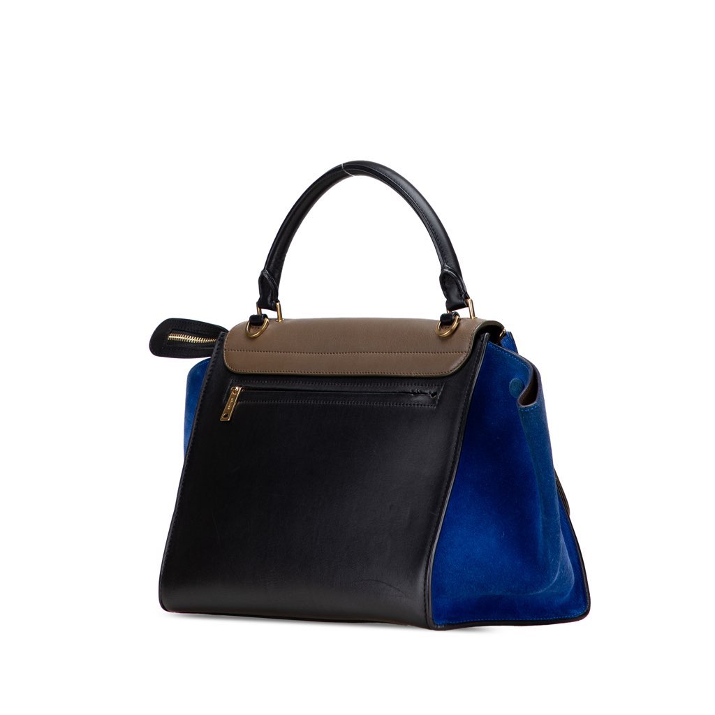 Celine Medium Tricolor Leather Trapeze Satchel - Back view