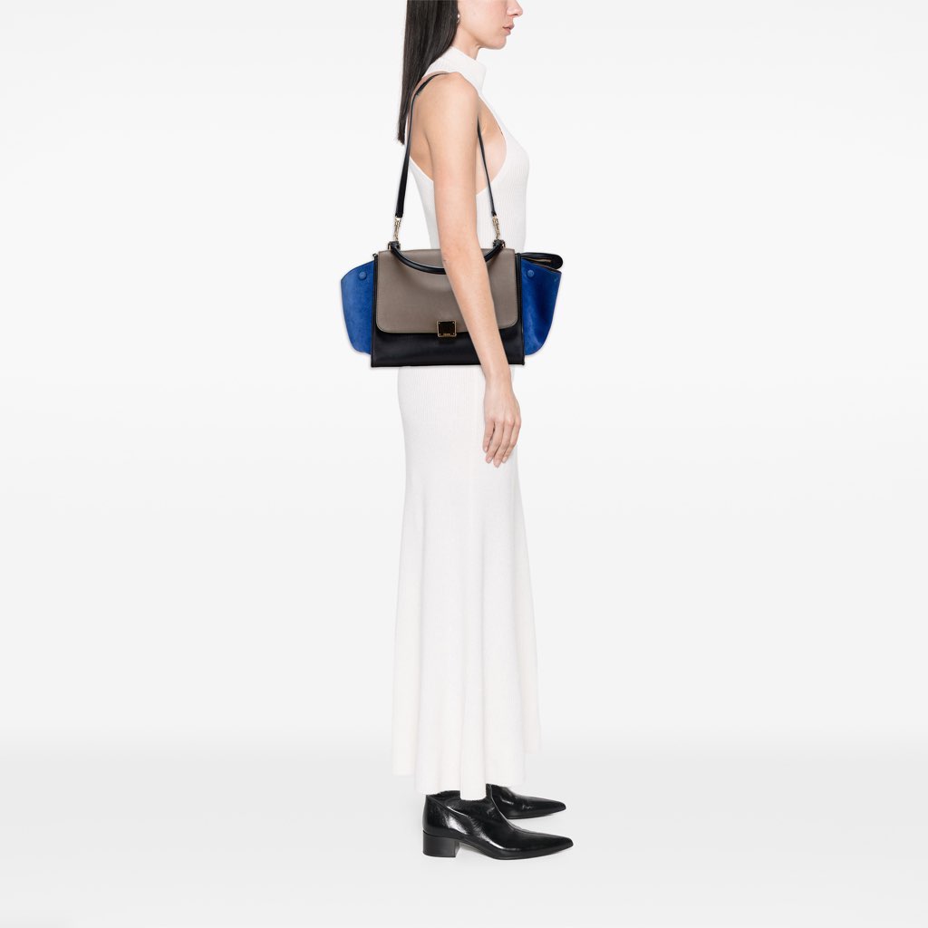 Celine Medium Tricolor Leather Trapeze Satchel - Image 12