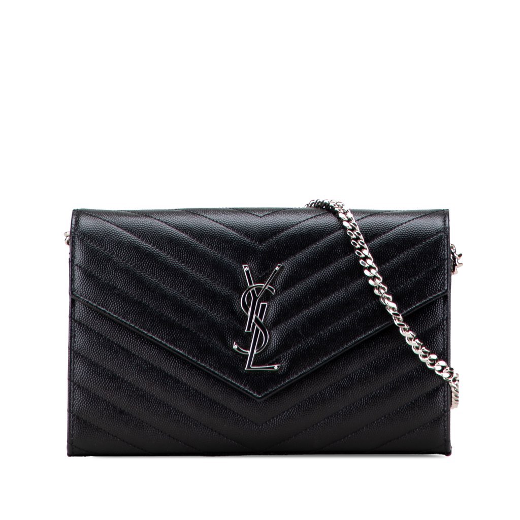 Saint Laurent Grain De Poudre Cassandre Envelope Chain Wallet