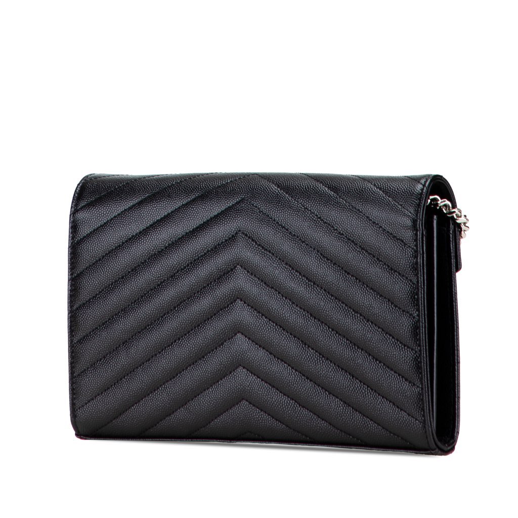 Saint Laurent Grain De Poudre Cassandre Envelope Chain Wallet - 2