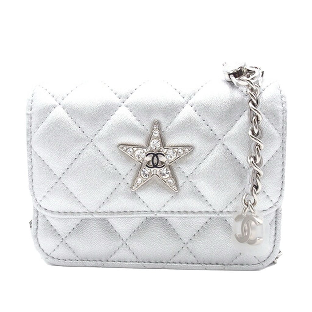 Chanel Quilted Metallic Lambskin Crystal Star Chain Flap