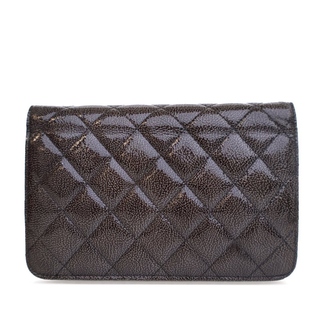 Chanel CC Quilted Shiny Crumpled Calfskin Wallet on Chain - Back view
