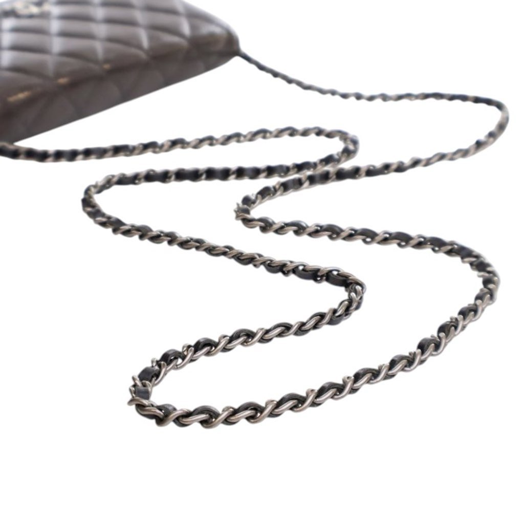 Chanel CC Quilted Shiny Crumpled Calfskin Wallet on Chain - Image 13