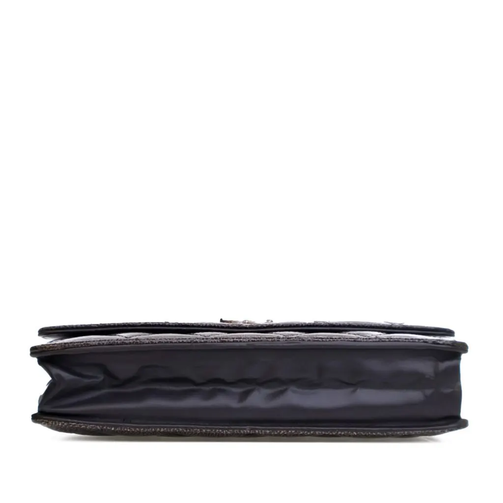 Chanel CC Quilted Shiny Crumpled Calfskin Wallet on Chain Brown Leather Good - Inside View