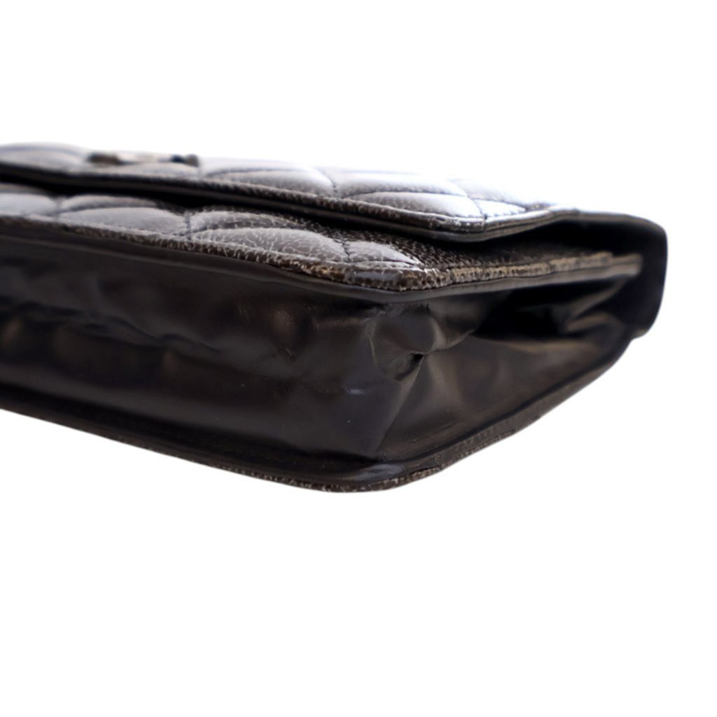 Chanel CC Quilted Shiny Crumpled Calfskin Wallet on Chain - Image 10