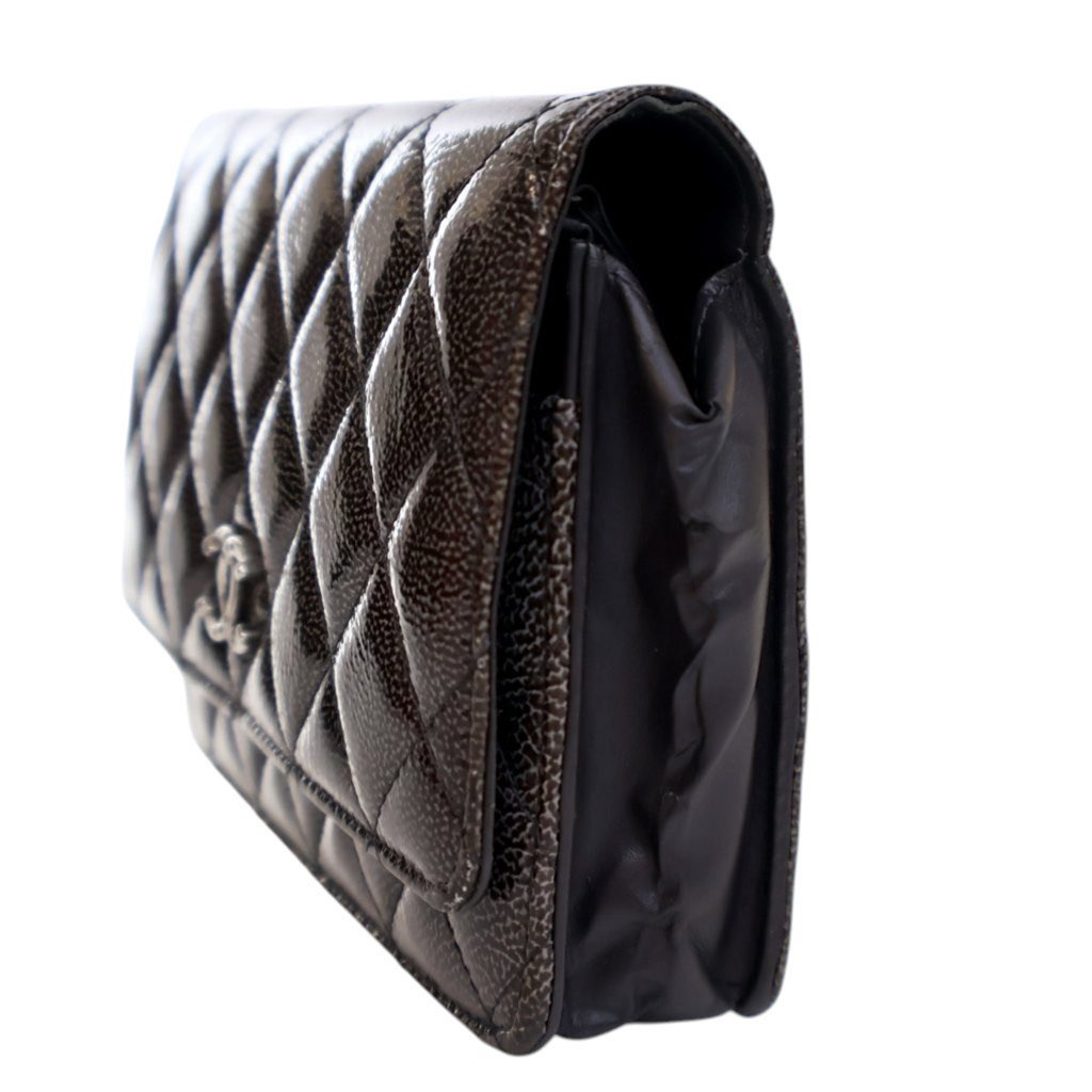 Chanel CC Quilted Shiny Crumpled Calfskin Wallet on Chain - Image 11