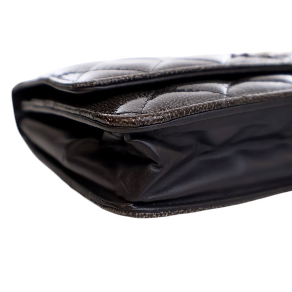 Chanel CC Quilted Shiny Crumpled Calfskin Wallet on Chain - Image 12