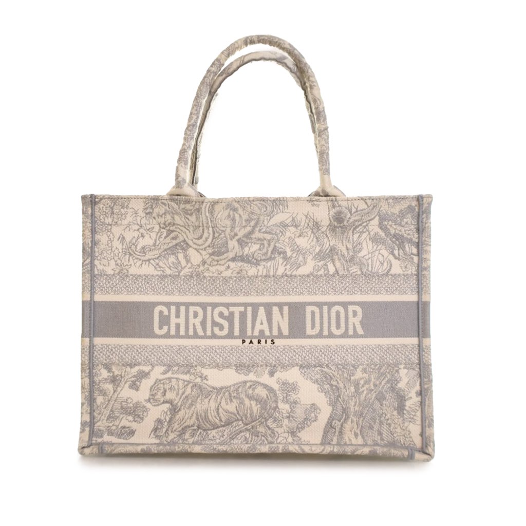 Dior Medium Toile de Jouy Reverse Embroidered Canvas Book Tote