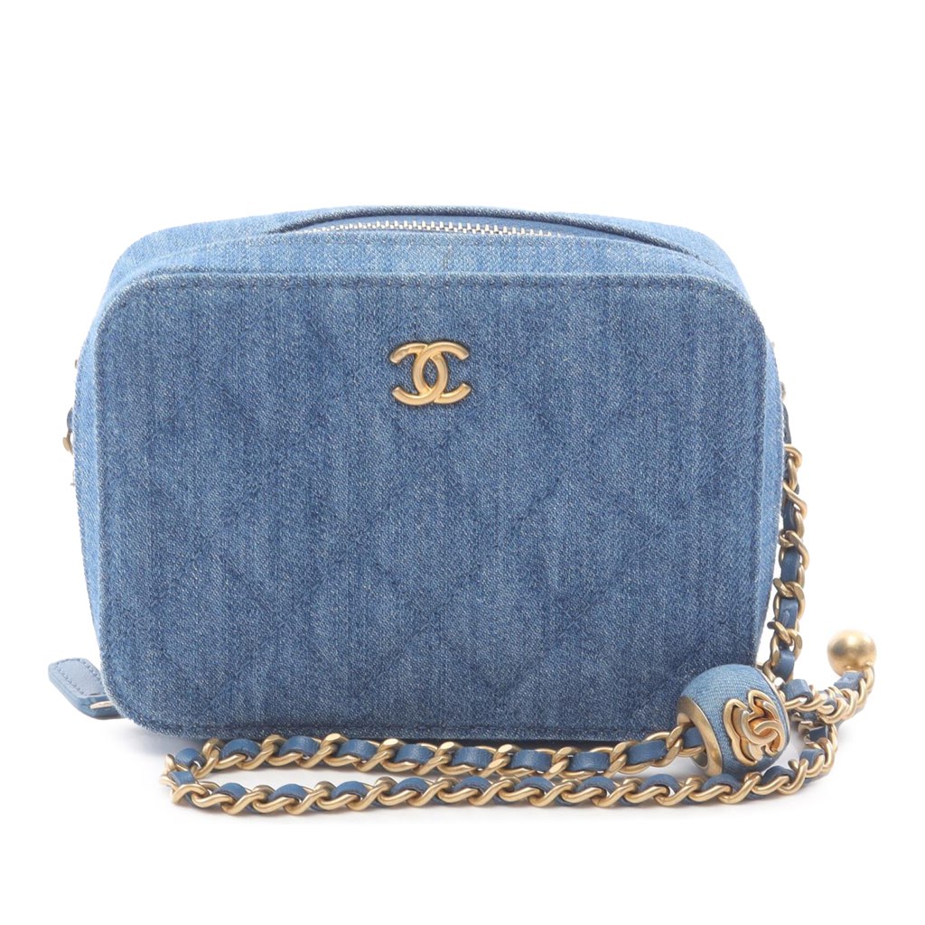 Chanel Quilted Denim Pearl Crush Camera Bag