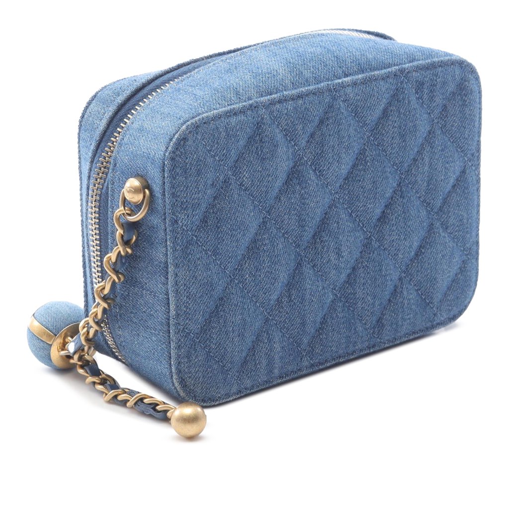 Chanel Quilted Denim Pearl Crush Camera Bag - Back view