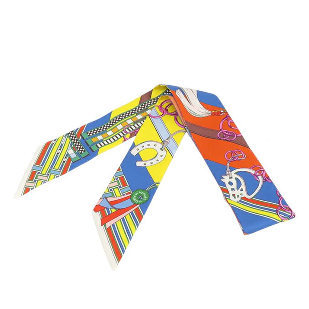 Hermès Brides et Gris-Gris Silk Twilly Scarf