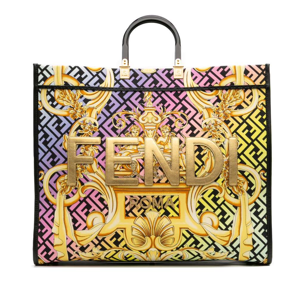 Fendi Versace Fendace Canvas Logo Sunshine Shopper Tote XL