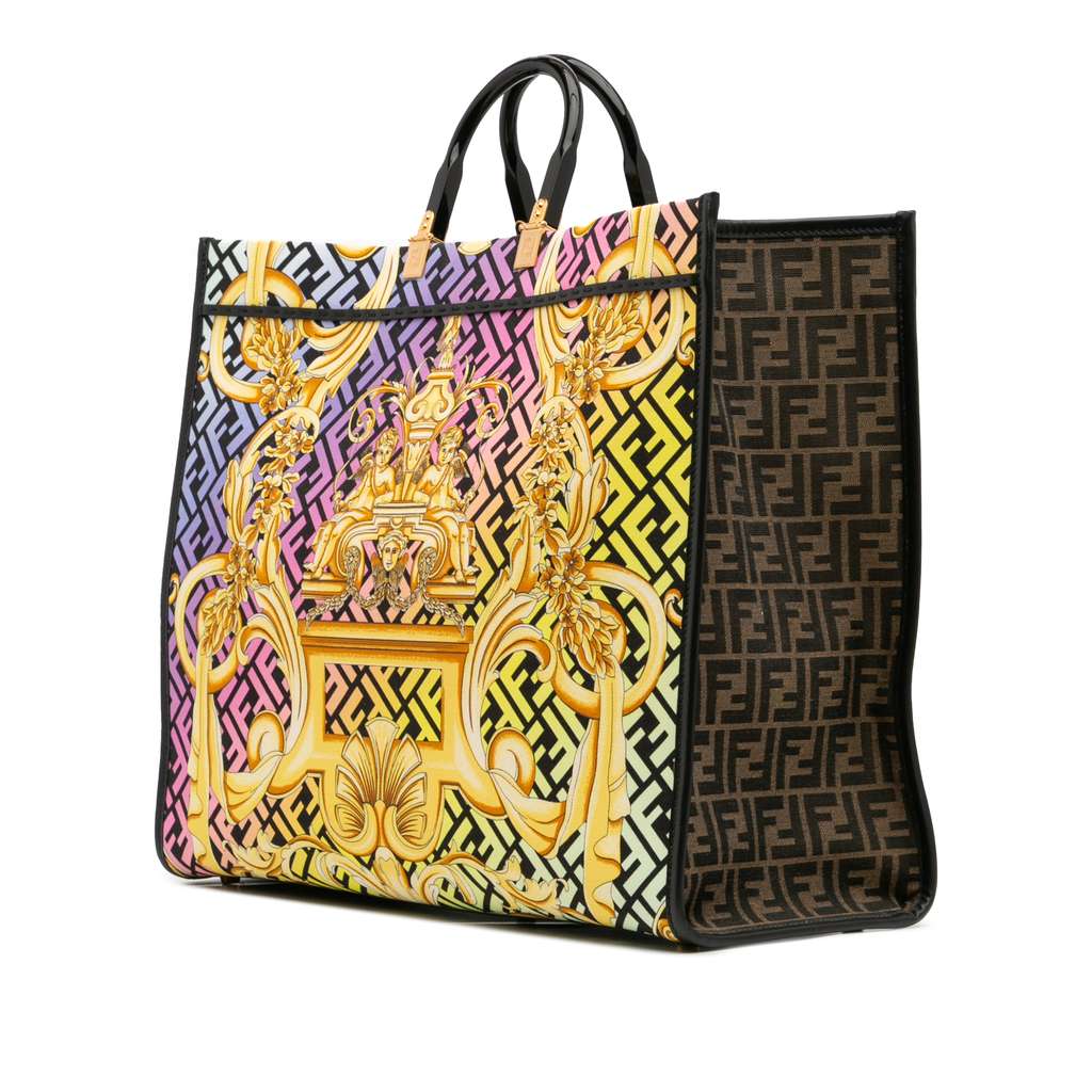 Fendi Versace Fendace Canvas Logo Sunshine Shopper Tote XL - 2