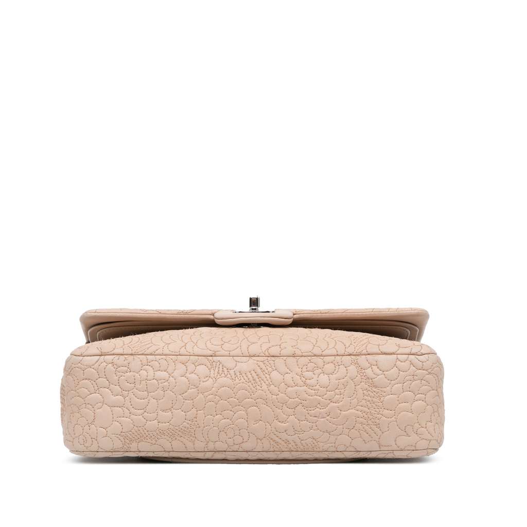 Chanel Medium Lambskin Camellia Stitched Double Flap - 3