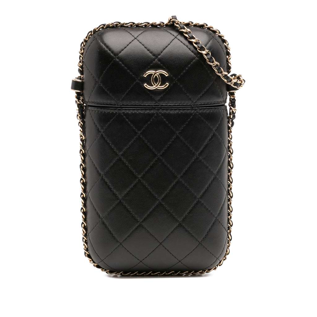 Chanel CC Quilted Lambskin Chain Around Phone Holder
