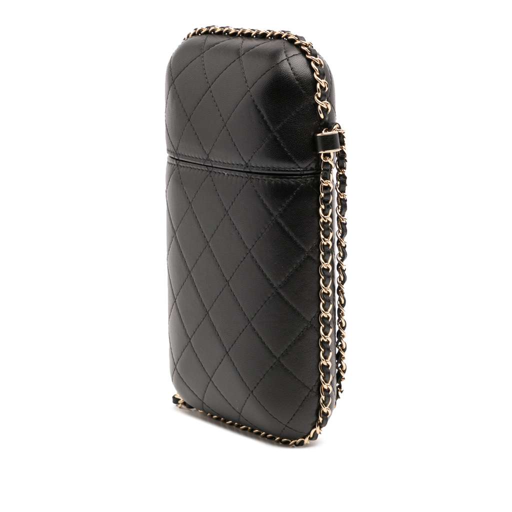 Chanel CC Quilted Lambskin Chain Around Phone Holder - Back view