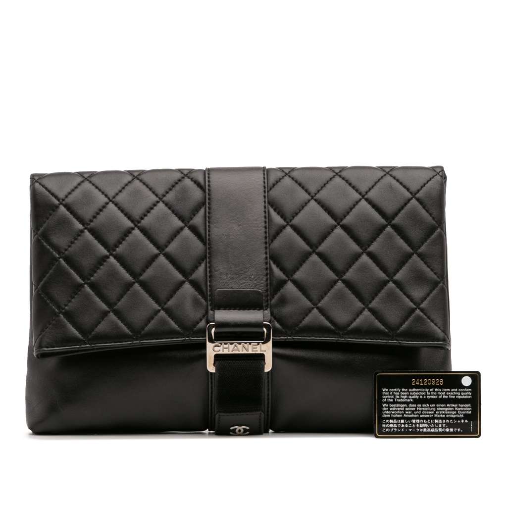 Chanel CC Quilted Lambskin Grip Clutch - Image 14
