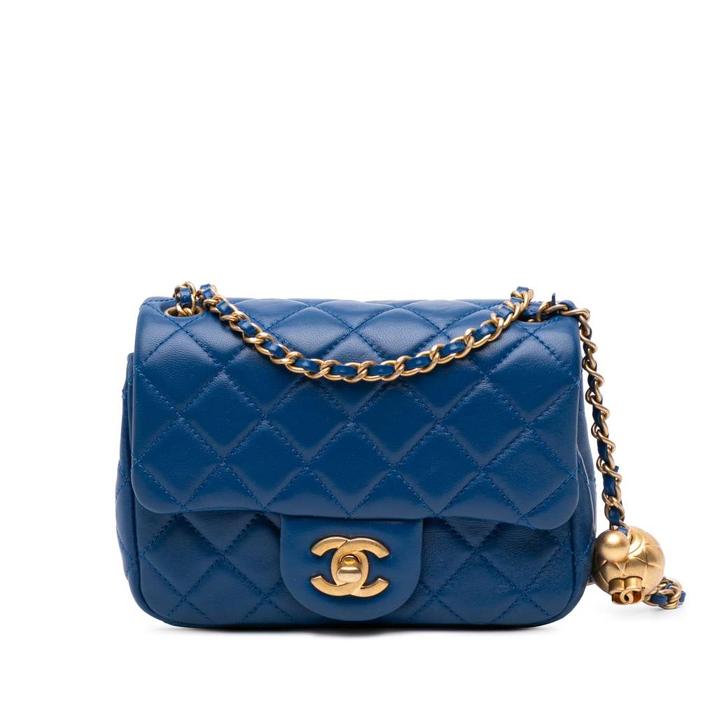 Chanel Mini Square Classic Lambskin Pearl Crush Single Flap