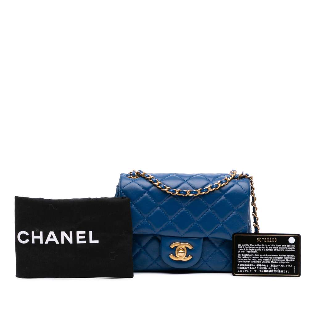 Chanel Mini Square Classic Lambskin Pearl Crush Single Flap - Image 12