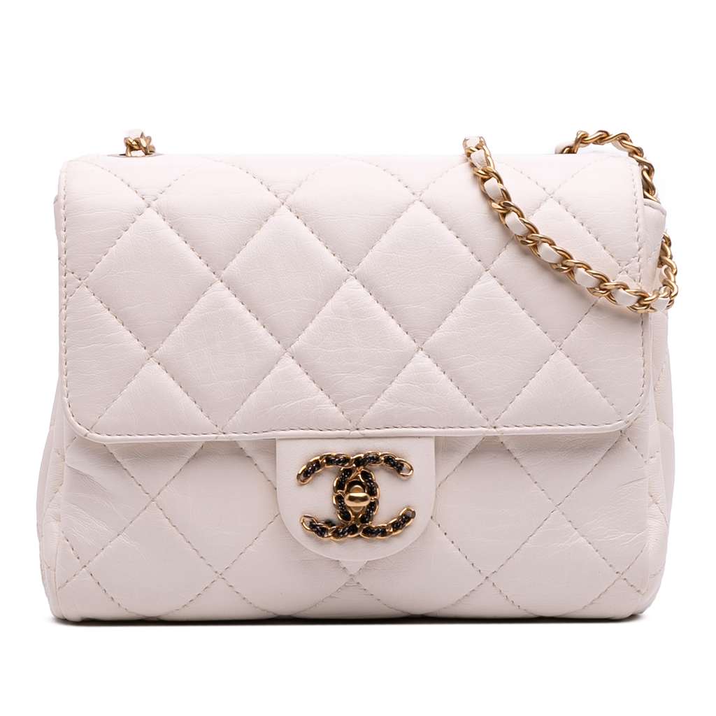 Chanel CC Quilted Aged Calfskin Accordion Flap