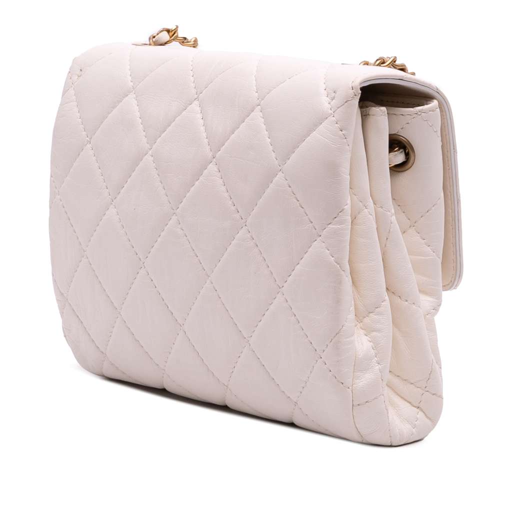 Chanel CC Quilted Aged Calfskin Accordion Flap - Back view