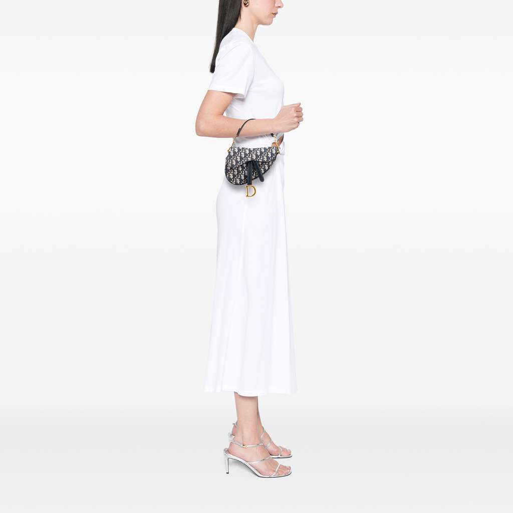 Dior Mini Oblique Canvas Saddle Bag - Image 13
